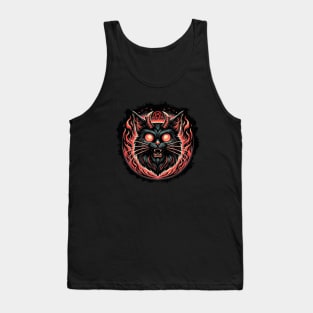Evil Cat with Horns and Pentagram Tank Top